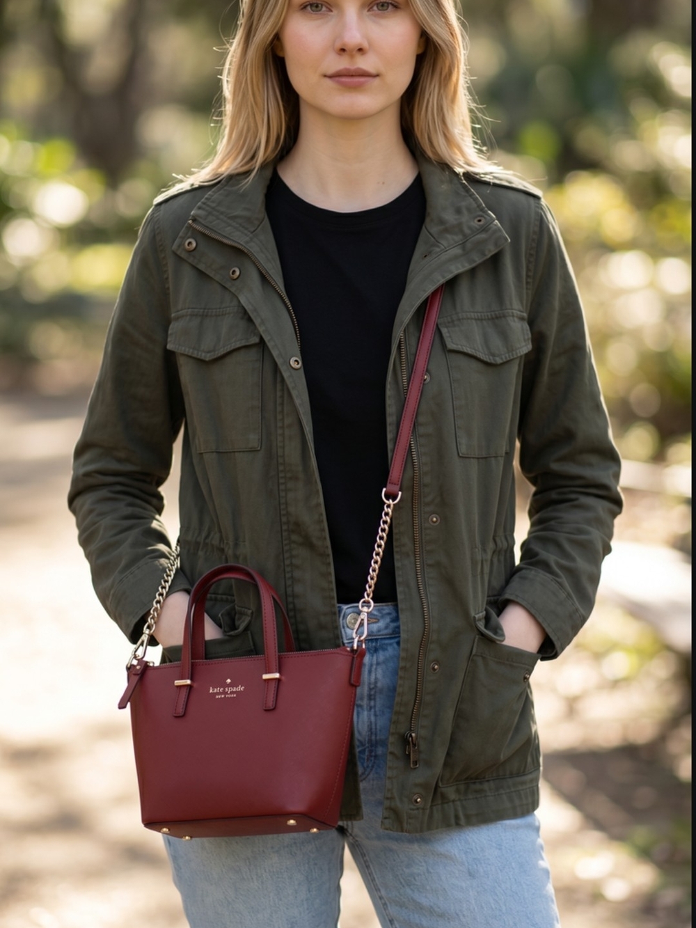 #214 kate spade Red Leather Mini Convertible Crossbody Tote